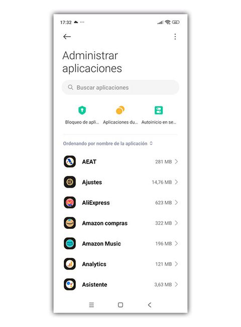 ajustes aplicaciones móvil