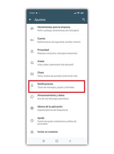 ajustes notificaciones whatsapp