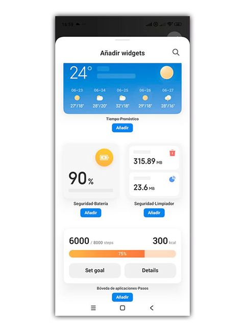añadir widget batería