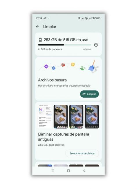 google files limpiar movil