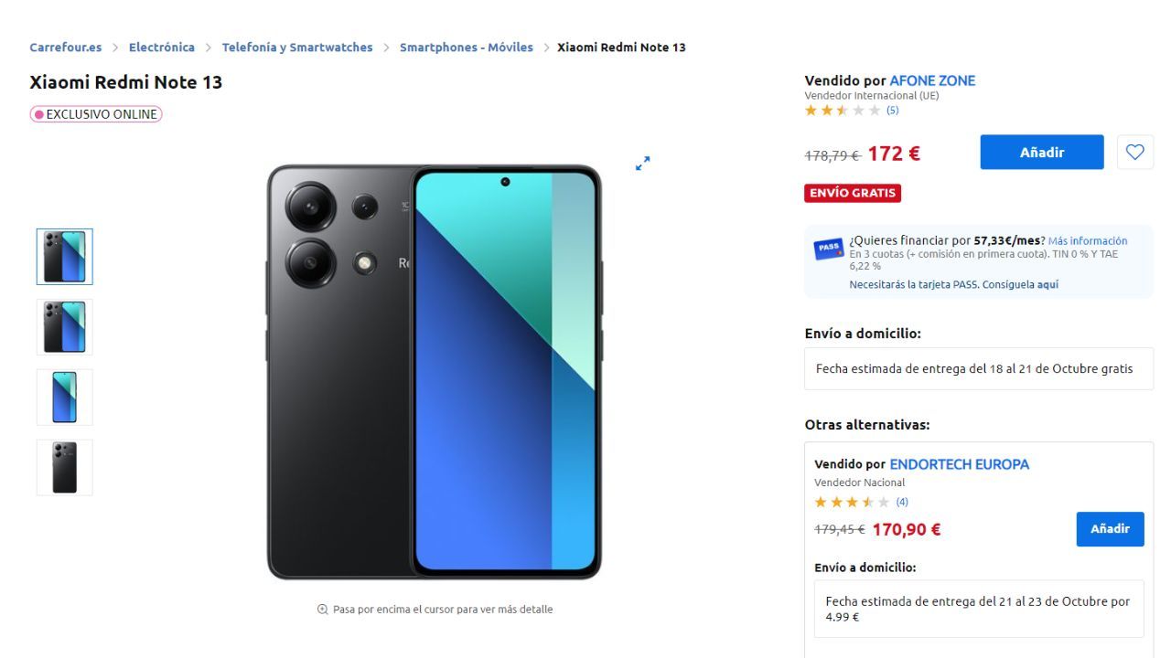 Venta online Xiaomi en Carrefour