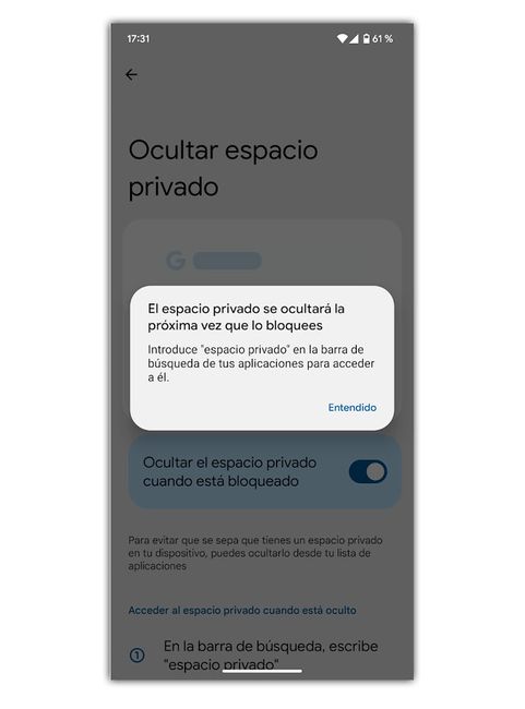 espacio privado android