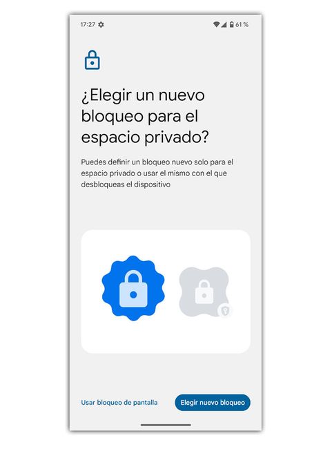 opcion bloqueo espacio privado android