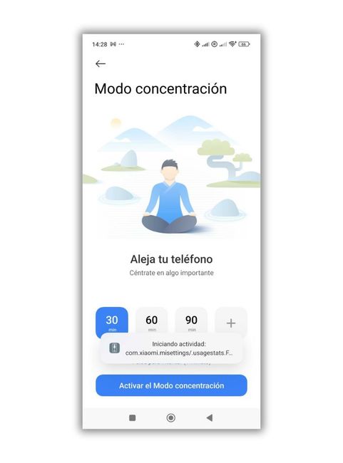 Modo de concentración en HyperOS Usagestats