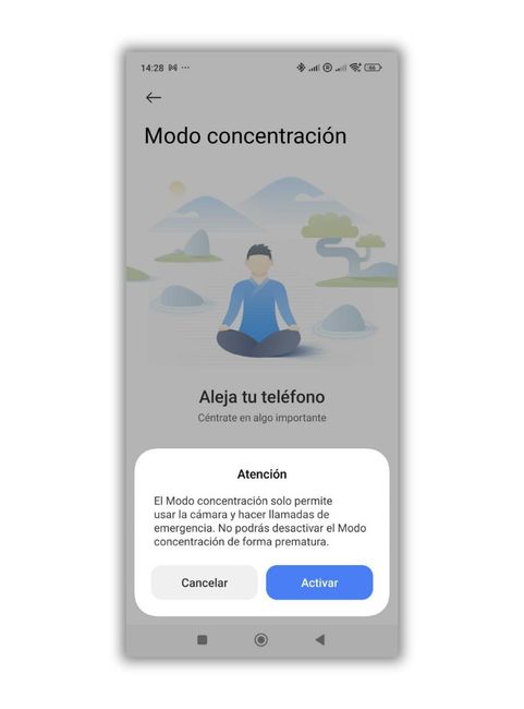 Modo de concentración en HyperOS info