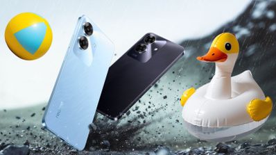 Móviles realme para playa con flotador y pelota
