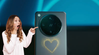 Oppo Find X8 Pro con mujer señalando