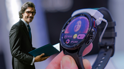 Samsung Galaxy Watch6 con hombre de oficina