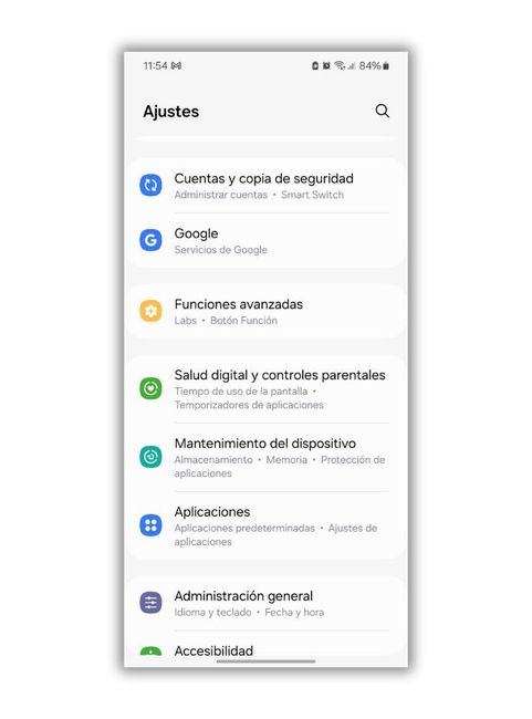 ajustes moviles samsung