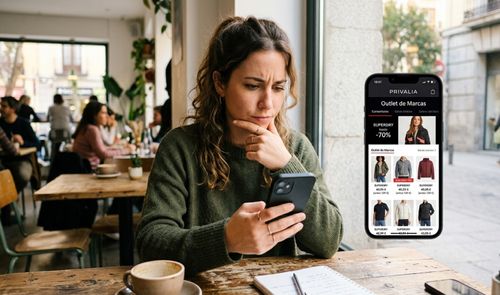 Mujer usando la app de Privalia