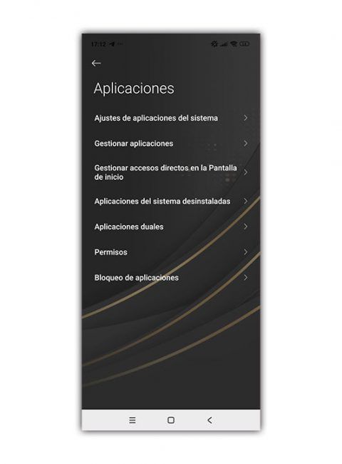 ajustes aplicaciones móvil