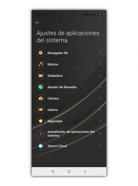 ajustes aplicaciones sistema-Android
