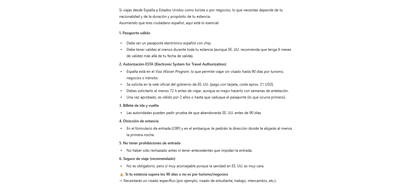 informacion viaje USa ChatGPT