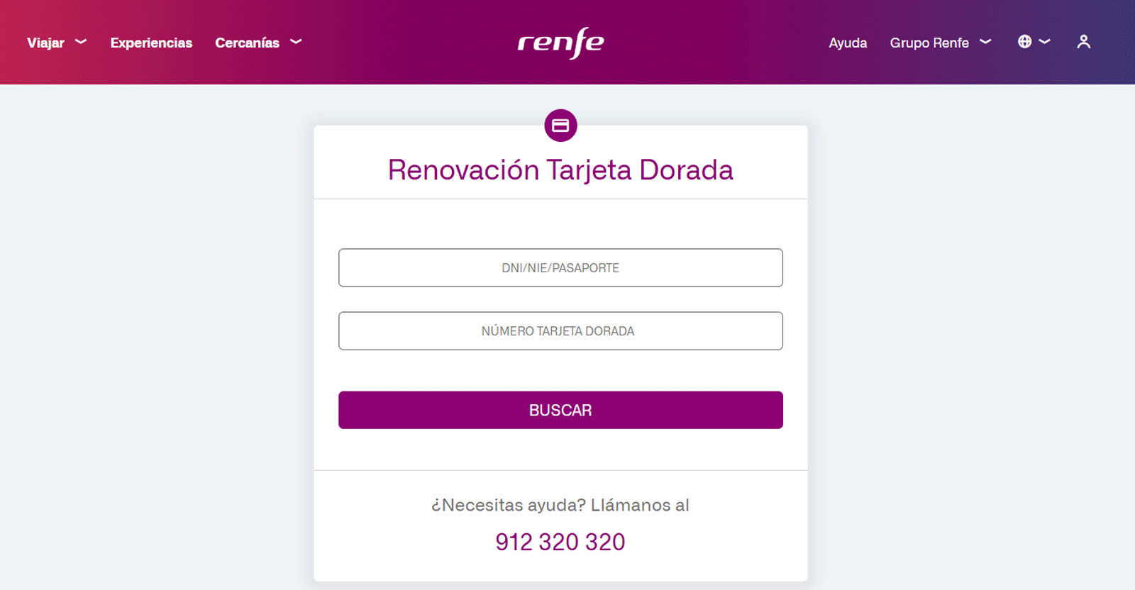 pagina renovar tarjeta dorada renfe
