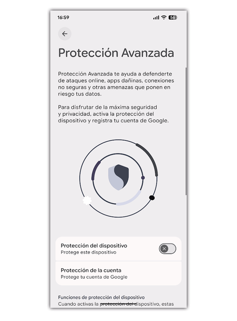 Opcion protección avanzada Android