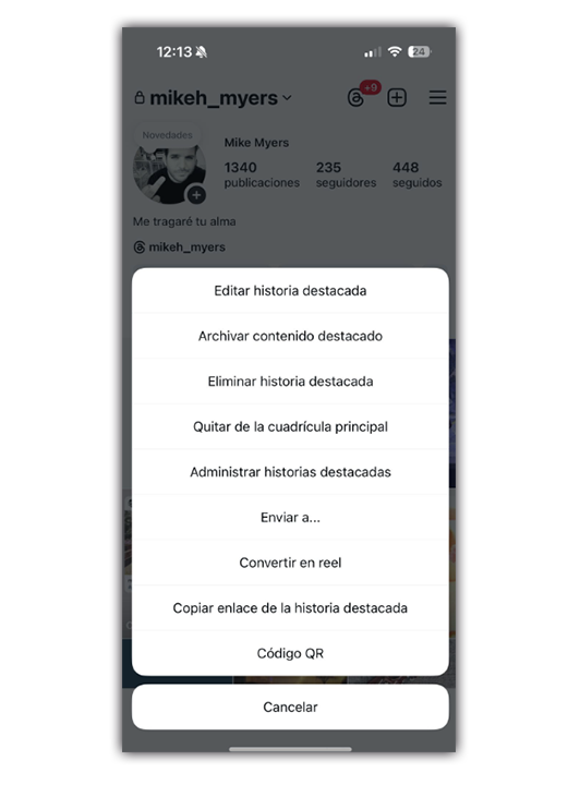 Quitar Historia destacada