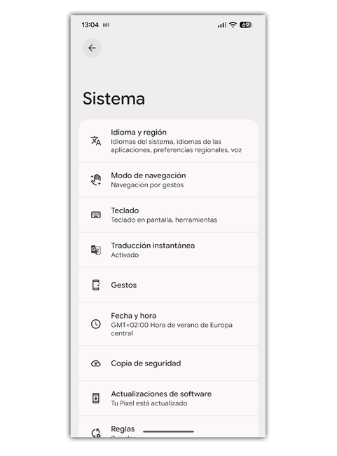 ajustes del sistema