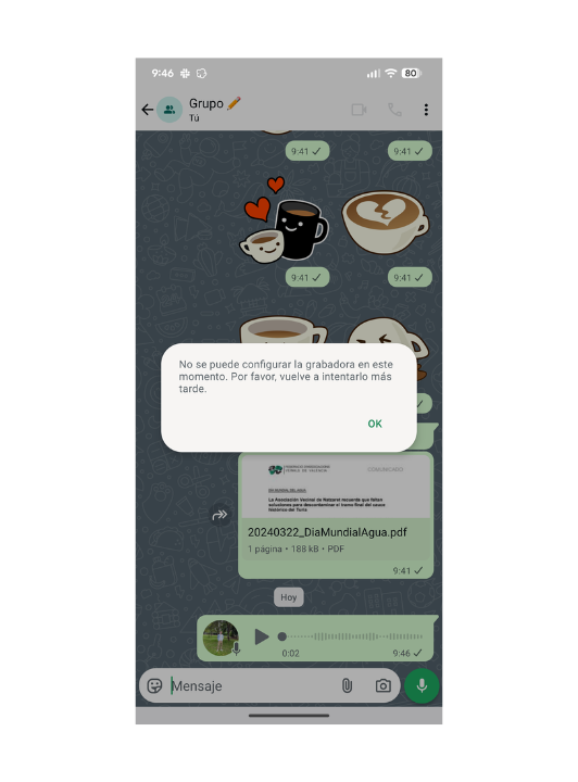 Fallo de audios de WhatsApp en Android 16