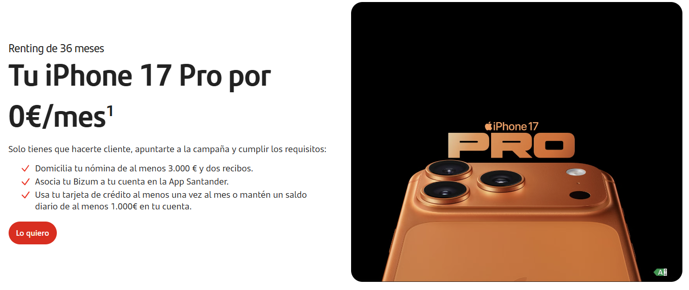 iPhone 17 Pro en Banco Santander