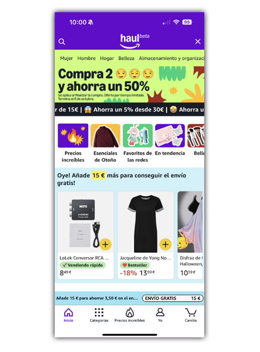 Captura de amazon Haul