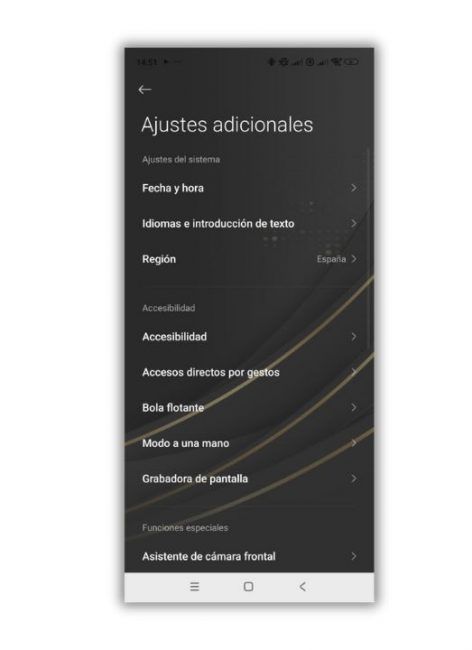ajustes adicionales xiaomi