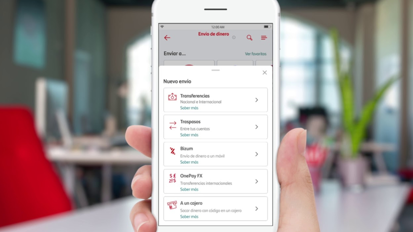 Enviando dinero a través de la app del Banco Santander