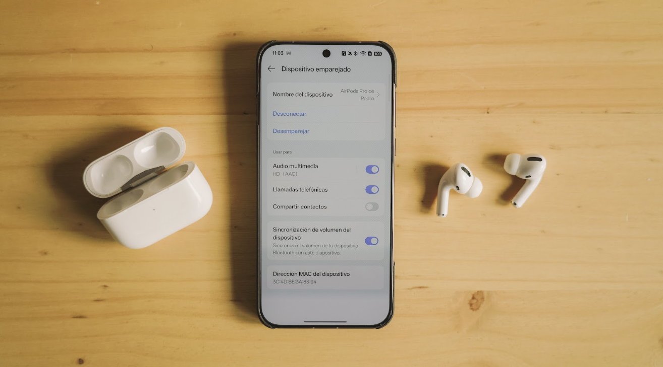 Conexión de AirPods en Android.