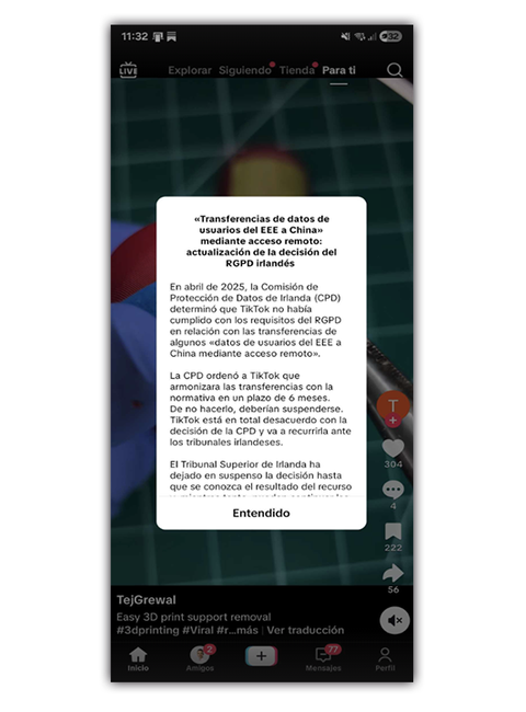 Aviso de TikTok