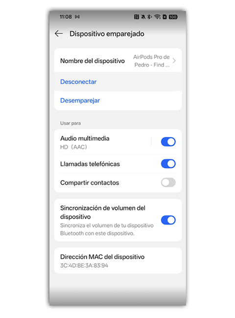 Conexión de AirPods en Android.