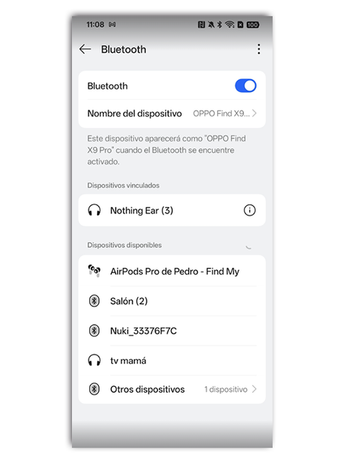 Conexión de AirPods en Android.
