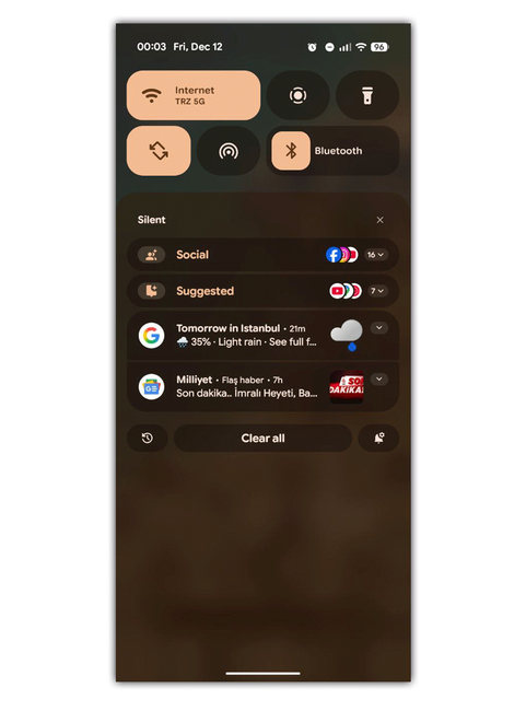 Gestor notificaciones Android 16