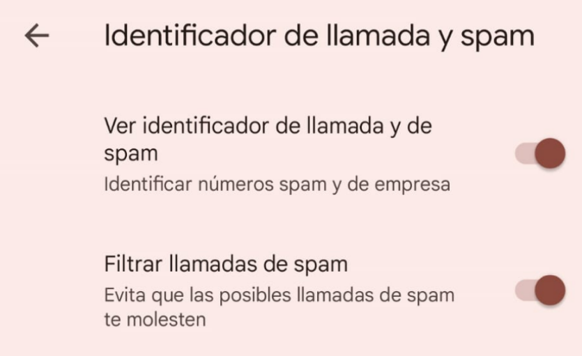Identificador de llamada y SPAM de Google.