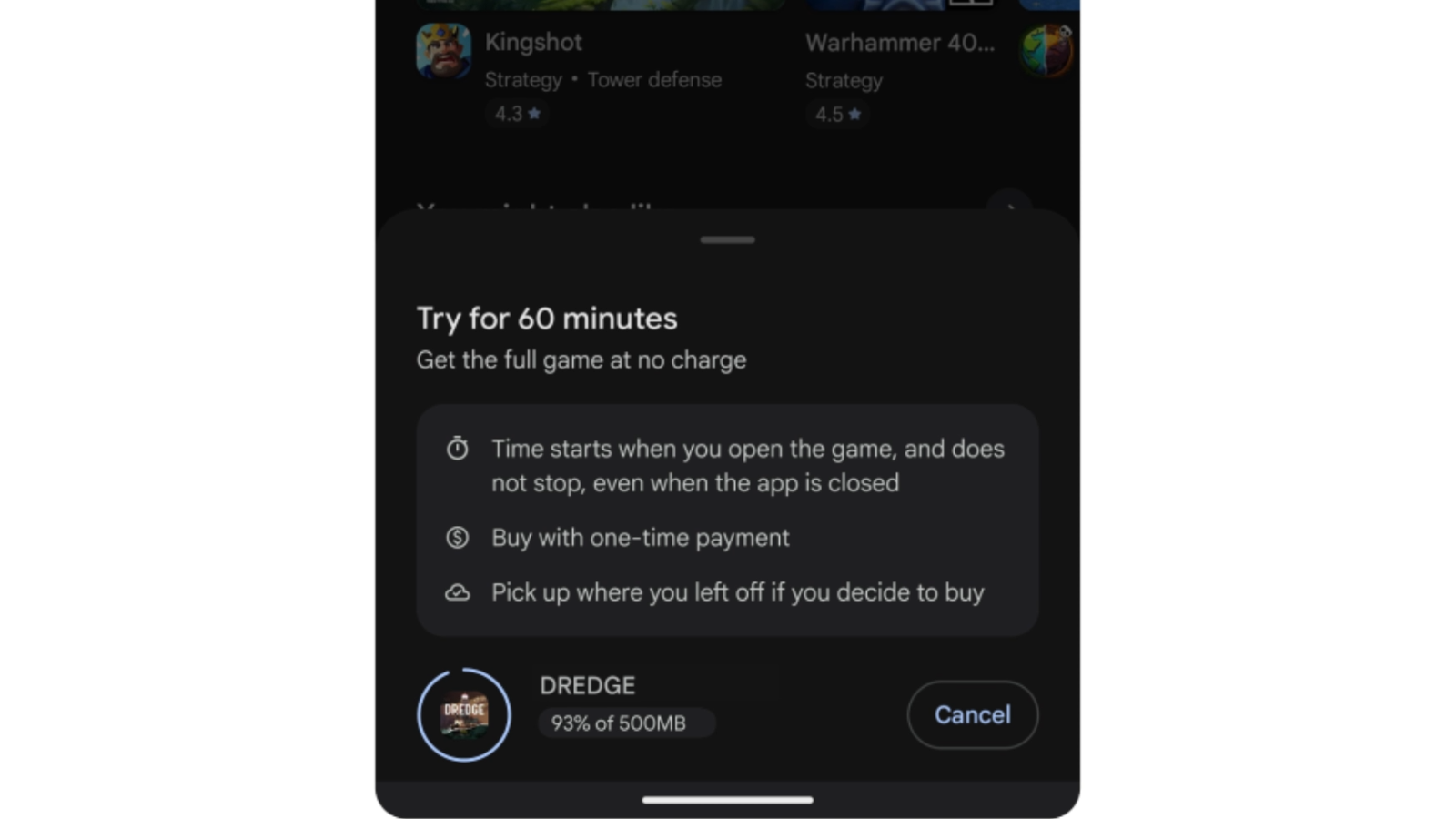 Prueba de juegos en Play Store