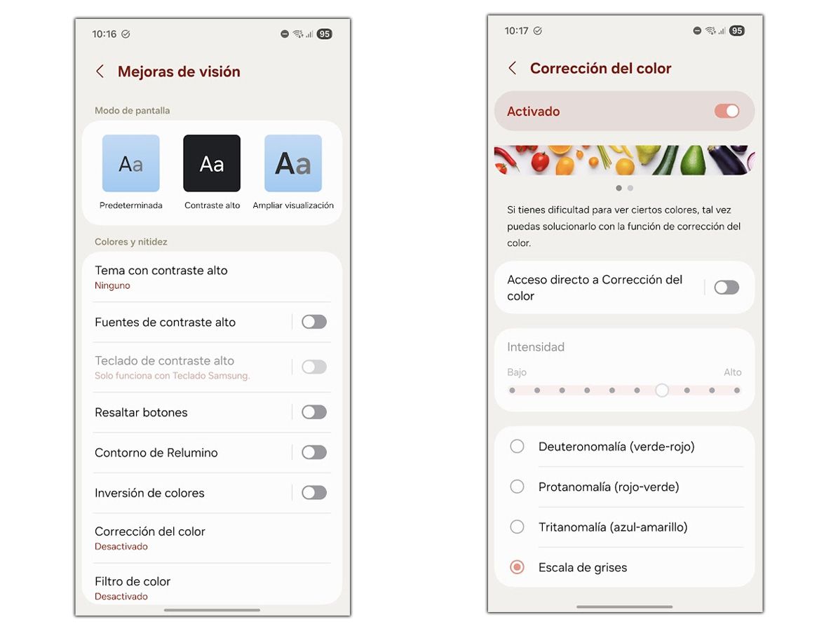 Corrección de color en móviles Samsung