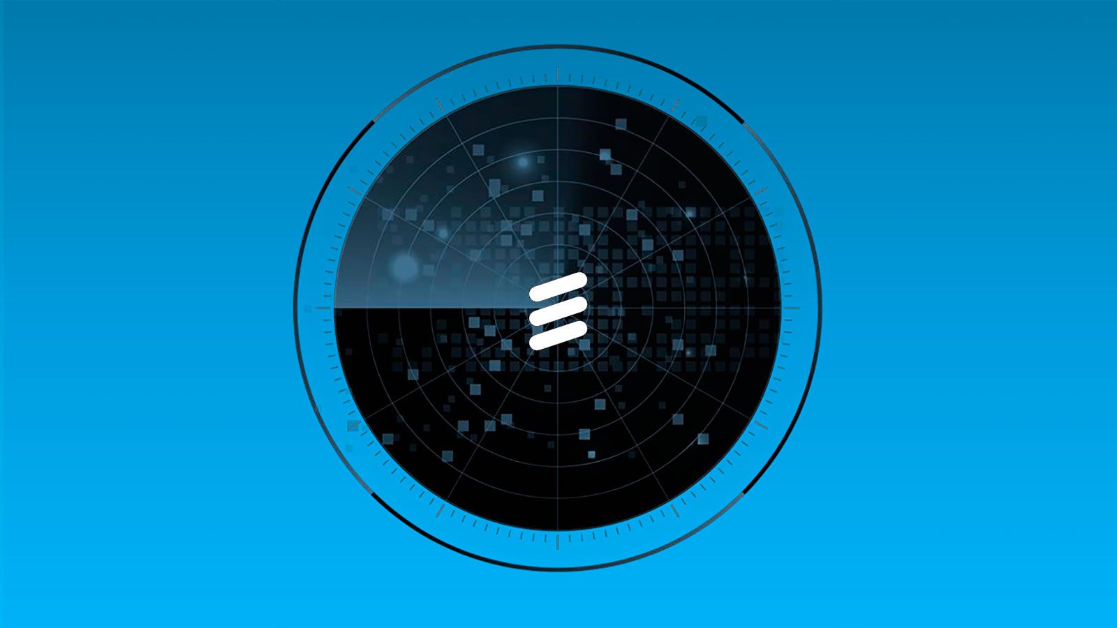Logotipo de Ericsson sobre imagen del ranking Frost Radar / Montaje sobre imagen de Frost Radar