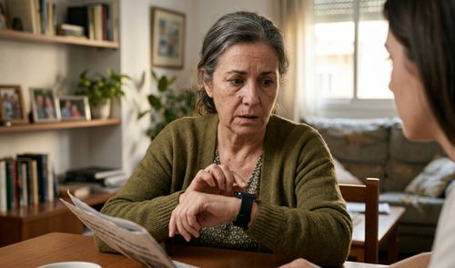 Madre de 60 años con smartwatch