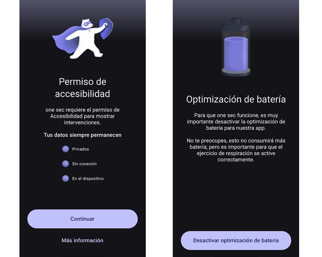 Permisos de accesibilidad en One Sec