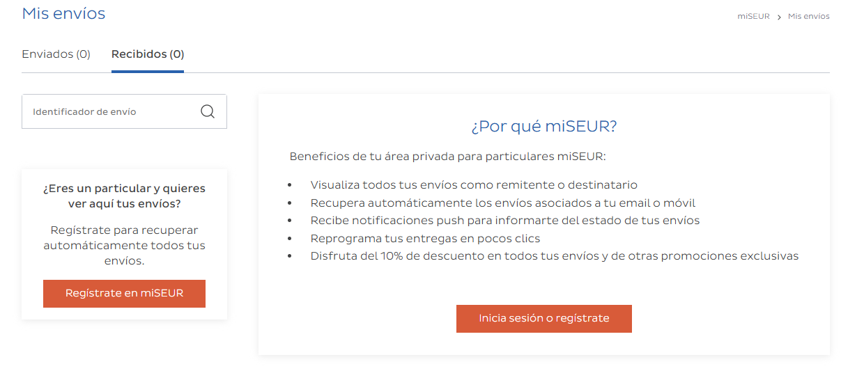 Seguimiento de envíos de SEUR