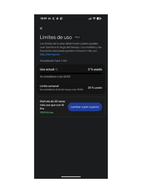 Pasos para ver los límites de uso de Gemini