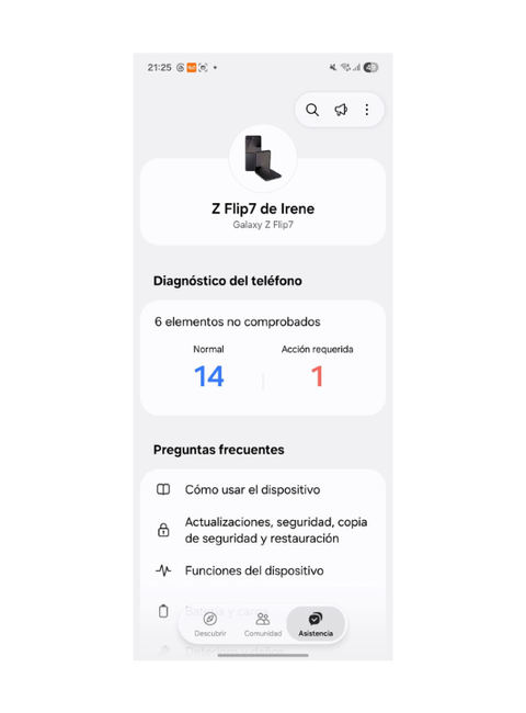 Pasos para ver la salud de batería de tu dispositivo Galaxy desde Samsung Members