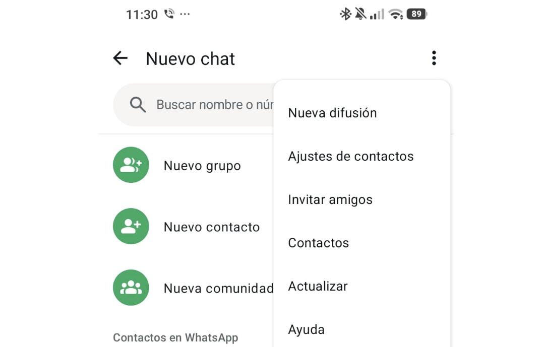 Actualizar los contactos de Whatsapp.