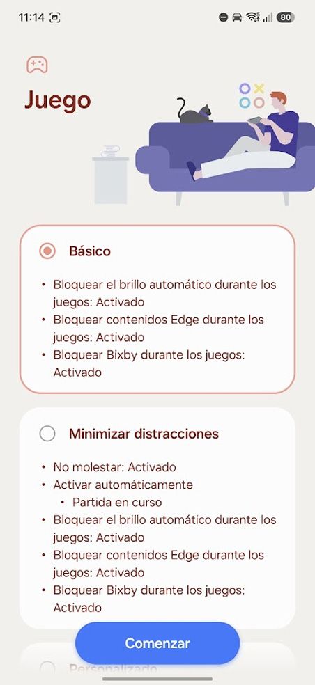 Modo juego Samsung