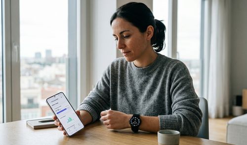 Mujer con la app Samsung Health