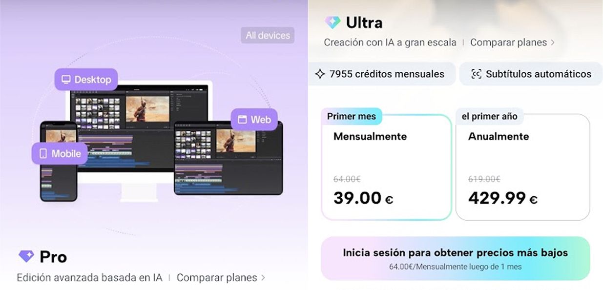 Opciones premium CapCut