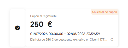 Cupón del Xiaomi 17T Pro