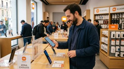 Hombre en tienda de Xiaomi