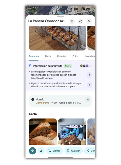 Información para tu visita en Google Maps.