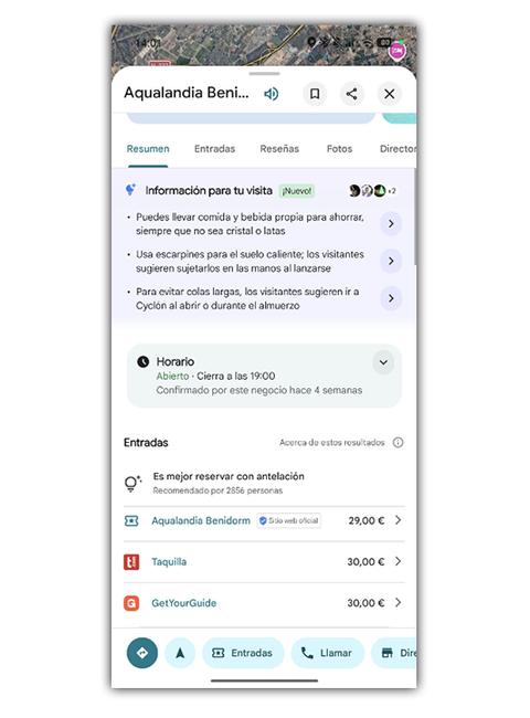 Información para tu visita en Google Maps.