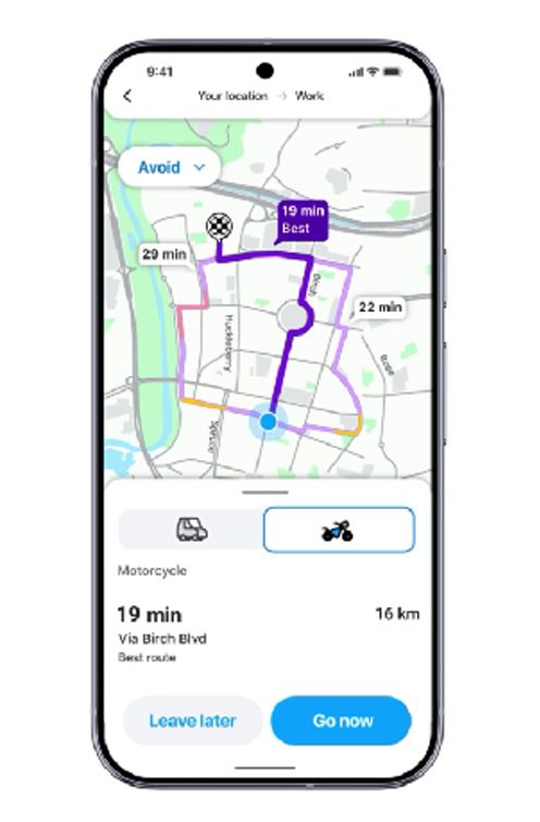 Modo motocicleta en Waze