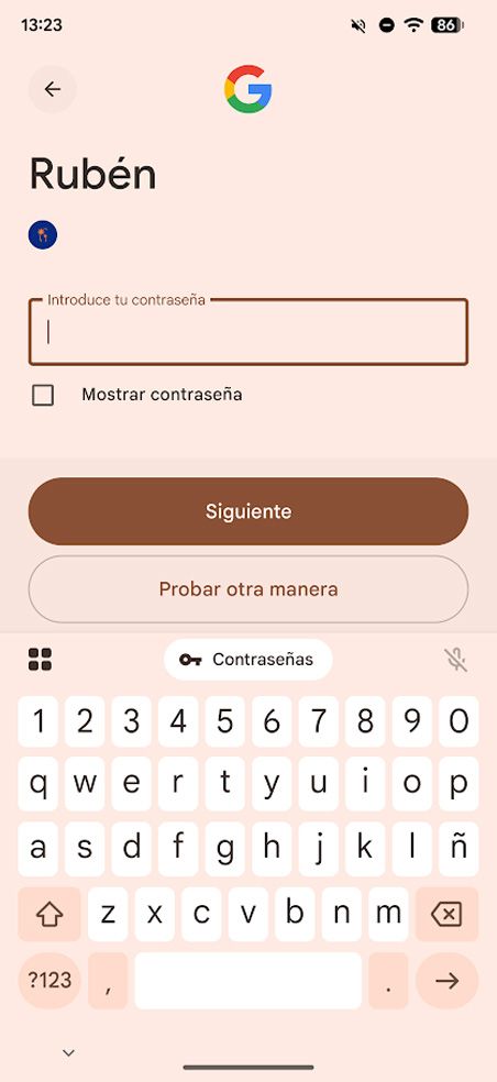 Captura de la opción para recuperar clave Gmail